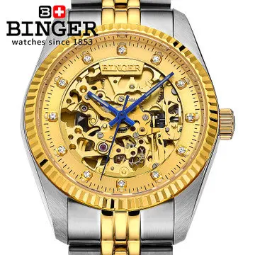 2016 new LOGO men Binger 18k gold watch famous brand sports watches fashion designer dress automatic