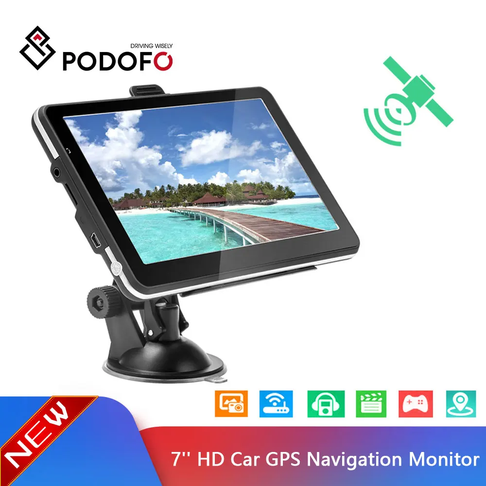 

Podofo 7 inch HD Car GPS Navigation Map Free Upgrade Navitel Europe Sat nav Truck gps navigators automobile Vehicle Truck GPS