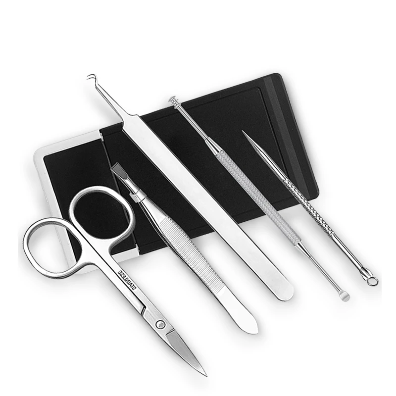 5pcs Blackhead Remover Tool Face Skin Care Grooming Kit Eyebrow