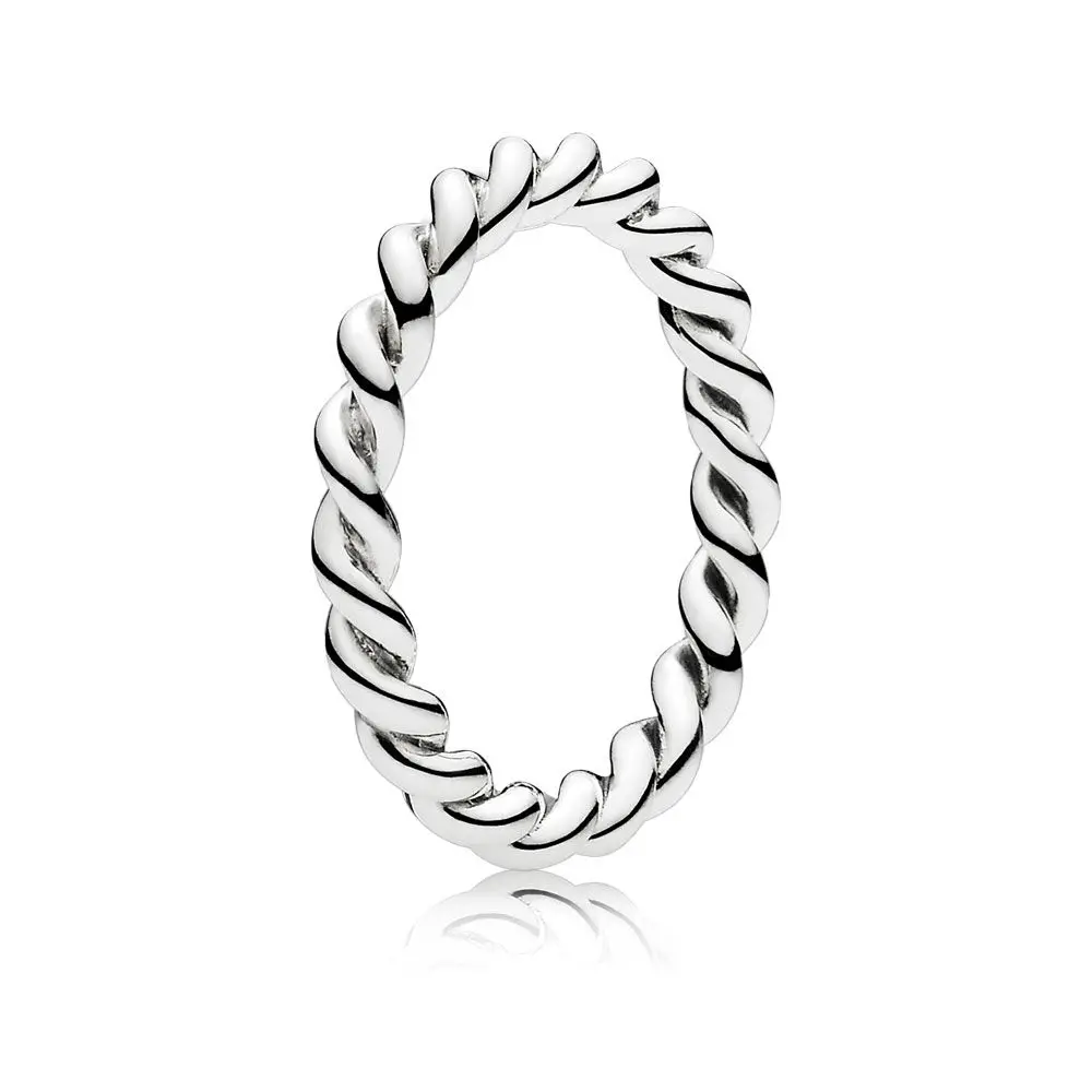 

Authentic 925 Sterling Silver Original Intertwined Twist Stackable Europe Ring For Women Charm Birthday Gift DIY Jewelry
