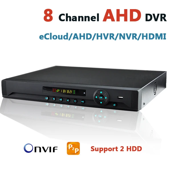 CCTV AHD DVR 8CH New Design Support 2 HDD 4 Channel Audio Alarm Input HVR NVR AHD Security Recorder ONVIF P2P Cloud Home DVR