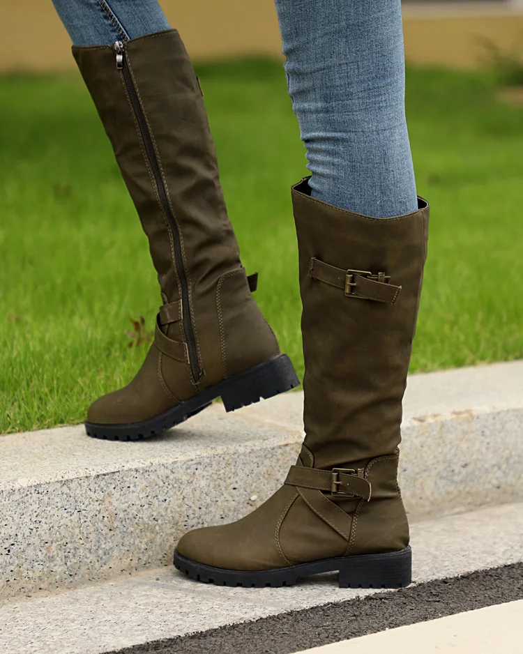 NAN JIU/Женская обувь в горном стиле; коллекция года; сезон осень-зима; модные кожаные ботинки на плоской подошве с боковой пряжкой; женская обувь; большие размеры 35-43
