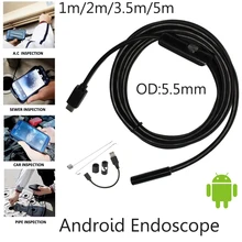5 м 3.5 м 2 м 1 м Micro USB андроид эндоскоп Камера 5.5 мм Len Змея Труба инспекции Камера водонепроницаемый OTG Android USB эндоскопа