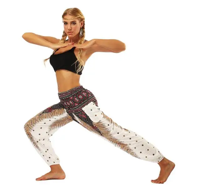 2019 женские свободные кальсоны йоги широкие спортивные штаны танцевальная индийская одежда дамы плюс размеры pantalones mujer с принтом фитнес
