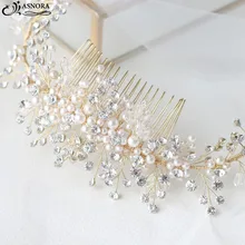 ASNORA модные золотые свадебные расчески для волос с кристаллами и бусинами свадебные аксессуары для волос головной убор повязка на голову для невесты для женщин