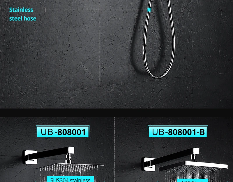  8 Inch Shower System Rain Shower Head&Handheld Set Wall Mounted Bathroom Shower Faucet Set Rough-in Mixer Valve Rainfall (7)