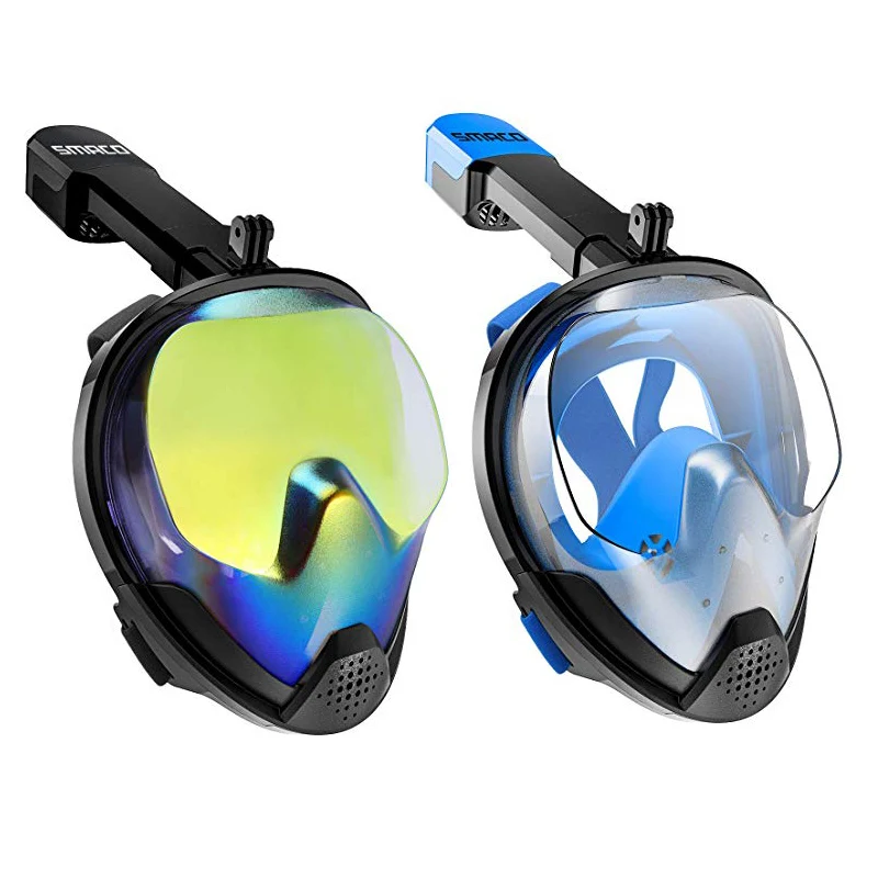 

Full Face Snorkeling Masks Panoramic View Anti-fog Anti-Leak Swimming Snorkel Scuba Underwater Diving Mask GoPro Compatible