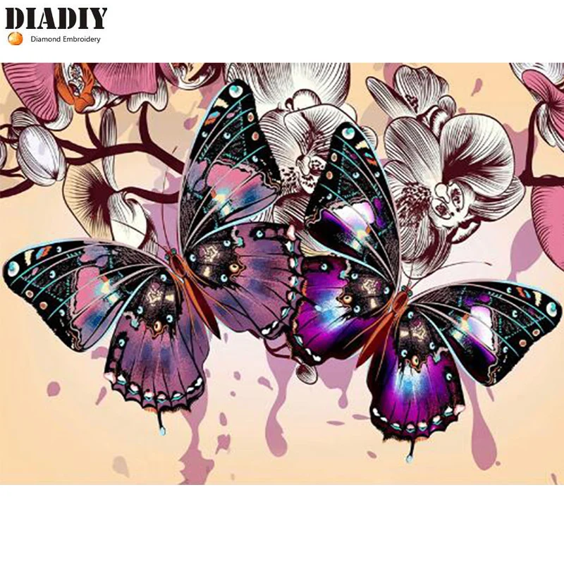 DIADIY 5D DIY Алмазная картина &quotФиолетовая бабочка&quot вышивка полностью квадратная