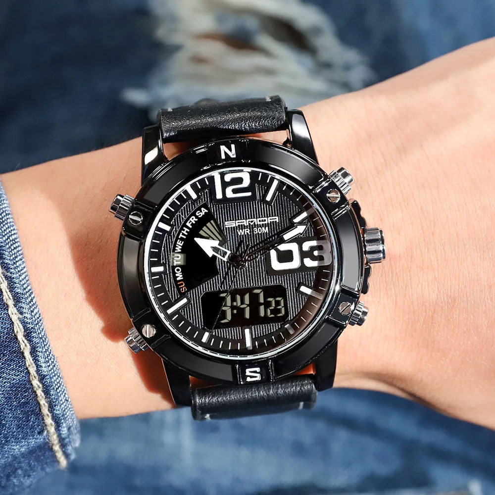 

SANDA Sport Watch Men Top Luxury Brand New Dual Display Wristwatch Digital Quartz Wrist Watches For Man Clock Male Hour Hodinky