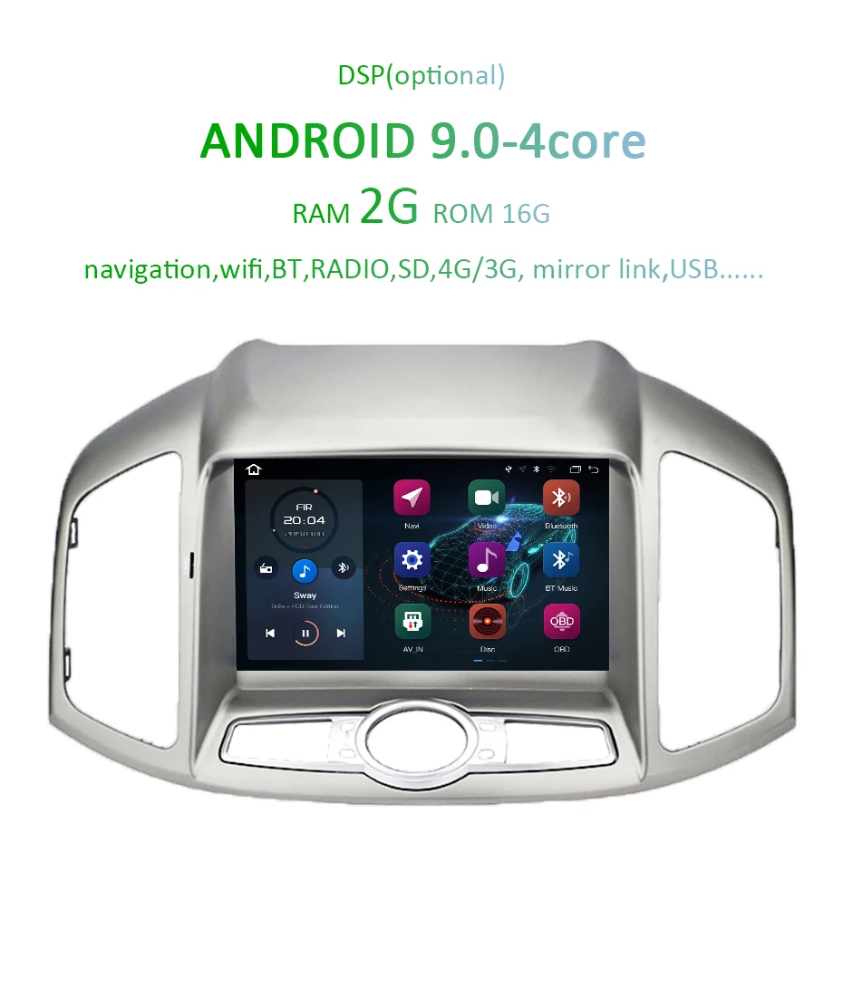 Top DSP Android 9.0 AV Output Car DVD Player for Chevrolet Captiva Epica 2012-2015 GPS Radio Multimedia Screen Navigation Stereo 2
