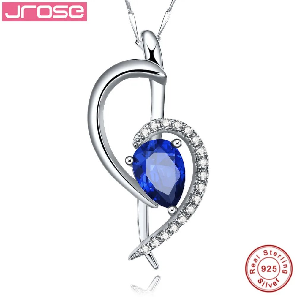 

Jrose jewelry, 100% genuine, 925 Sterling Silver Pendant, Luxurious feminine blue Pendant Necklace, engagement with chains