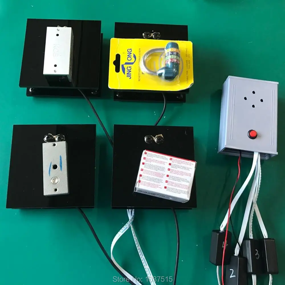 

real life room escape scale weight prop put the wanted weight on the related four scale sensors to unlock with opening audio