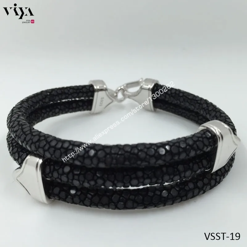 Genuine Stingray Skin leather bracelet Men-VSST-19 (10)