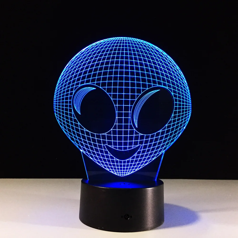 Aliens 3D Novelty Night Light 7 Colors Changing USB LED 3D Lamp Acrylic