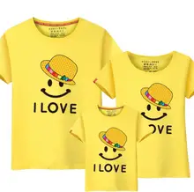 

1Piece Matching Mother Daughter Clothes Love Smiley Family Look Family Matching Parent-child Outfit Mommy T-shirts