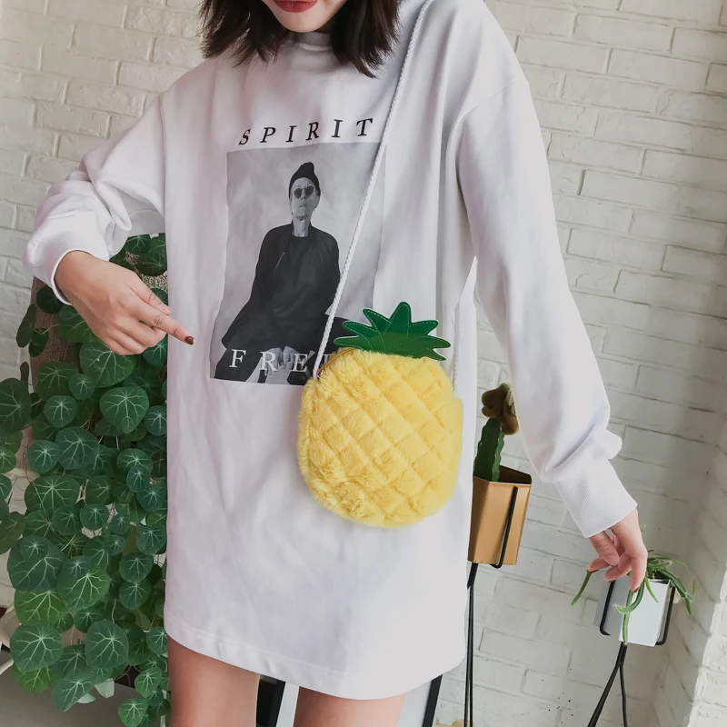 JANESPRI Women Velour CrossBody Bags Pineapple Shaped Box Female Handbags Messenger Bag for Girls Lady Cute Shoulder Bags Bolsas (18)