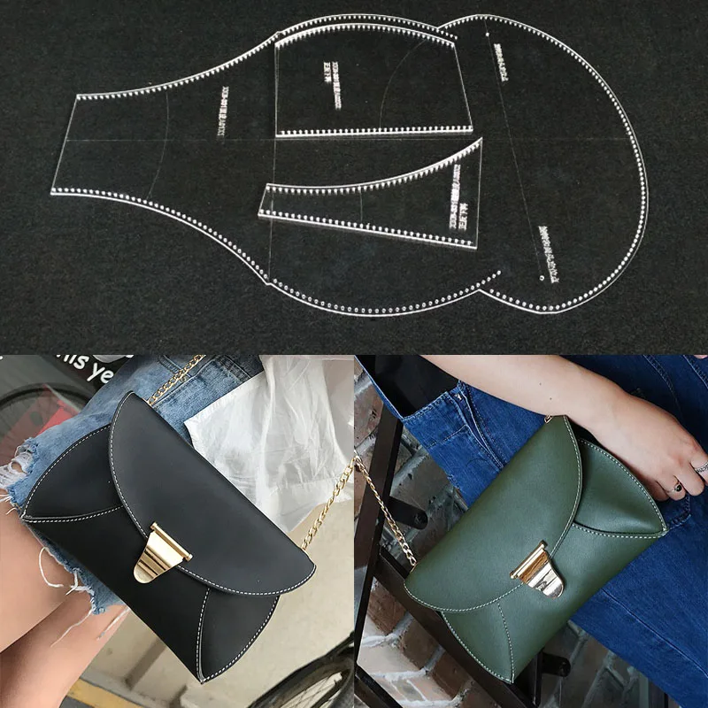 Ladies-single-shoulder-bag-edition-type-drawing-lattice-DIY-handmade-leather-satchel-acrylic-specially-made-template