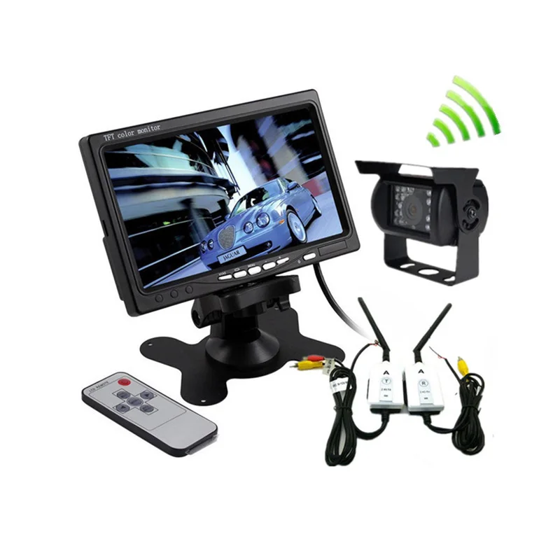 

12-24V Truck Vehicle Wireless Camera Display Kit 18LED IR Night Vision Waterproof Vehicle Reversing Cameras For Truck/Trailer/RV
