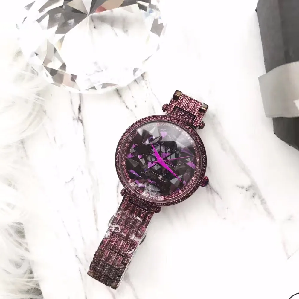 

MASHALI New Bold Purple Bracelet Watches Vintage Mysterious Crystals Watch Big Women Dress Wrist watch Relogio Montre Femme W103
