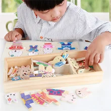 HIINST 1 шт. мультфильм 4 кролик медведь платье изменение головоломки деревянные образовательные игрушка изменить одежда игрушки 30