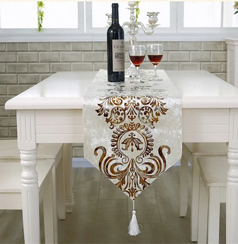 

3 size European Bronzing Velour Table Runner Luxury Modern Table Cloth Wedding Decor bed runner Home Party Decoration