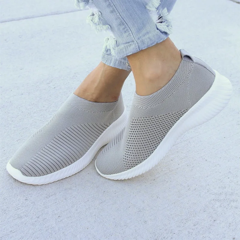 

Puimentiua Women Sneakers Zapatos Mujer Vulcanized Shoes Casual Slip On Ladies Flat Shoe Mesh Trainers Soft Walking Footwear