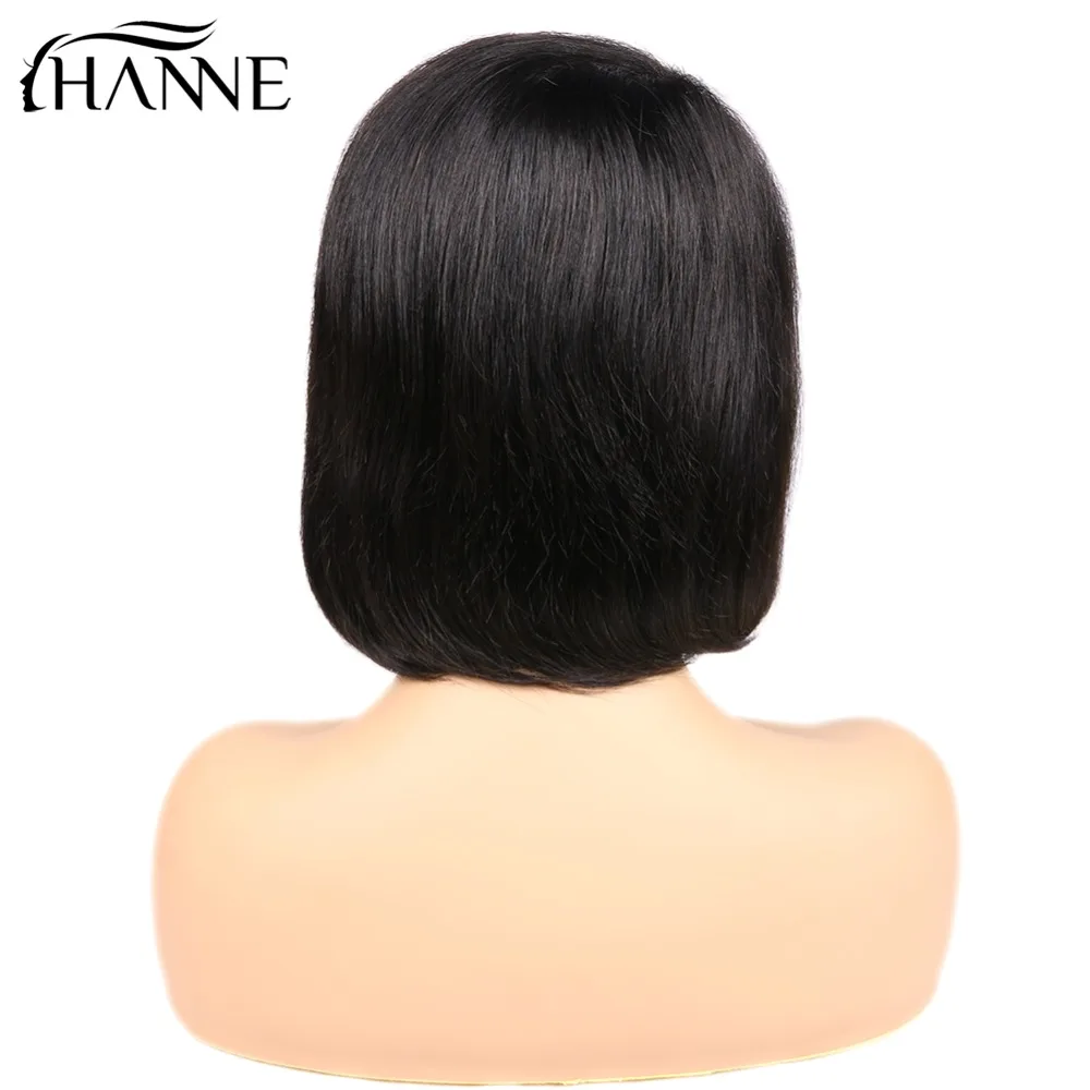 HANNE волосы короткие натуральный черный боб парики для женщин с косой челкой прямые парики 10 ''бесплатная доставка бесплатная подарки