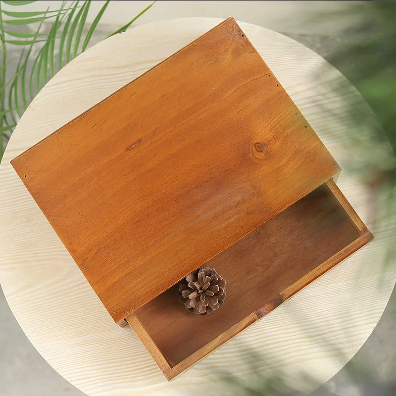 Винтажный деревянный ящик для хранения, деревянный комод, органайзер для косметики, украшений, офиса, домашнего декора, Настольный ящик для хранения