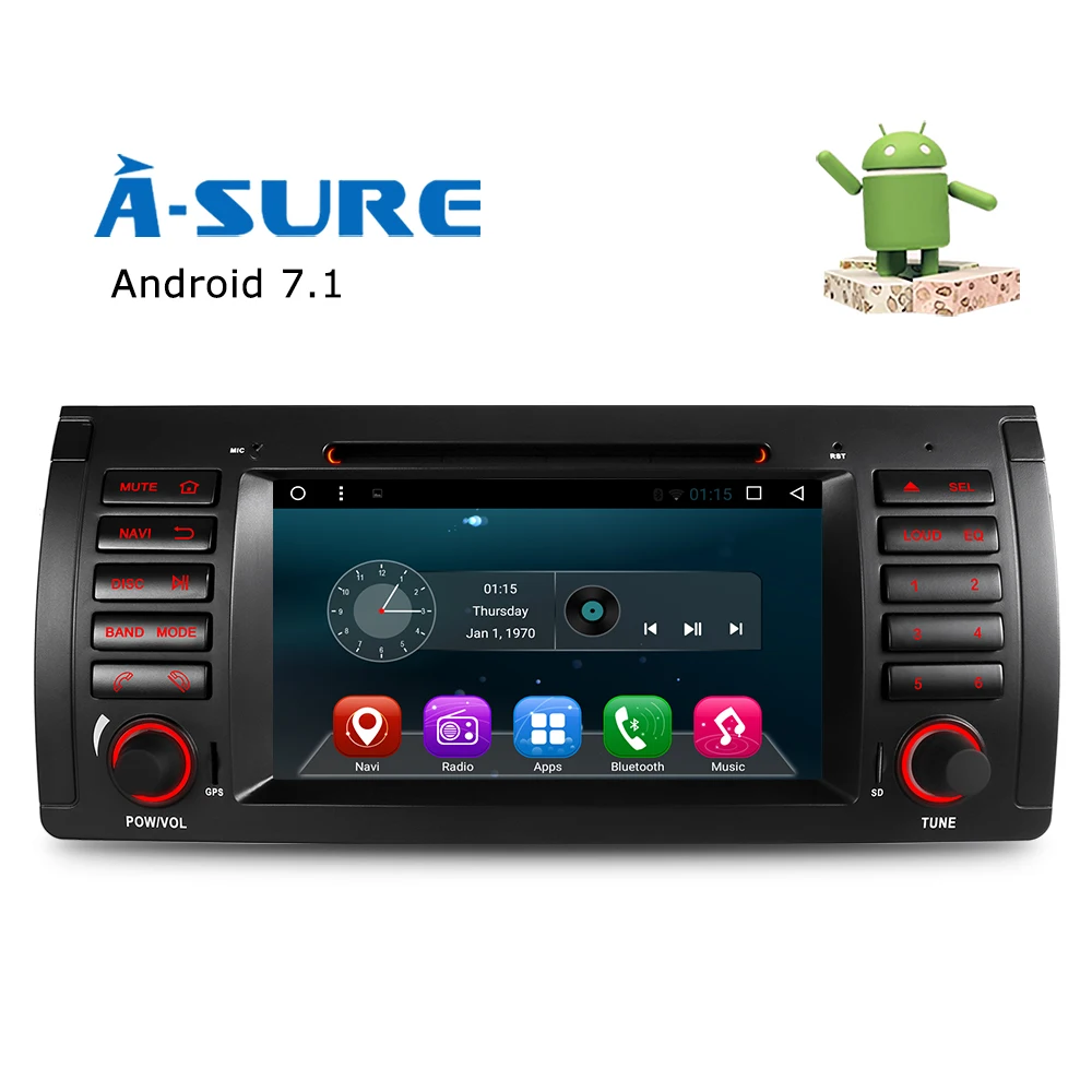 

A-Sure Car DVD Player Android 7.1 QuadCore GPS Navigation 7" for BMW E39 5 Series/M5 X5 E38 with BT/Radio/SWC/USB/SD/4G/WIFI