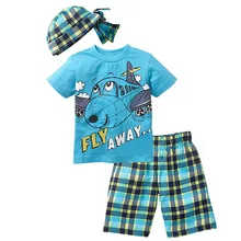 Bear Leader Active boys sets boy shorts Cartoon suits summer short sleeve T shirt plaid pants