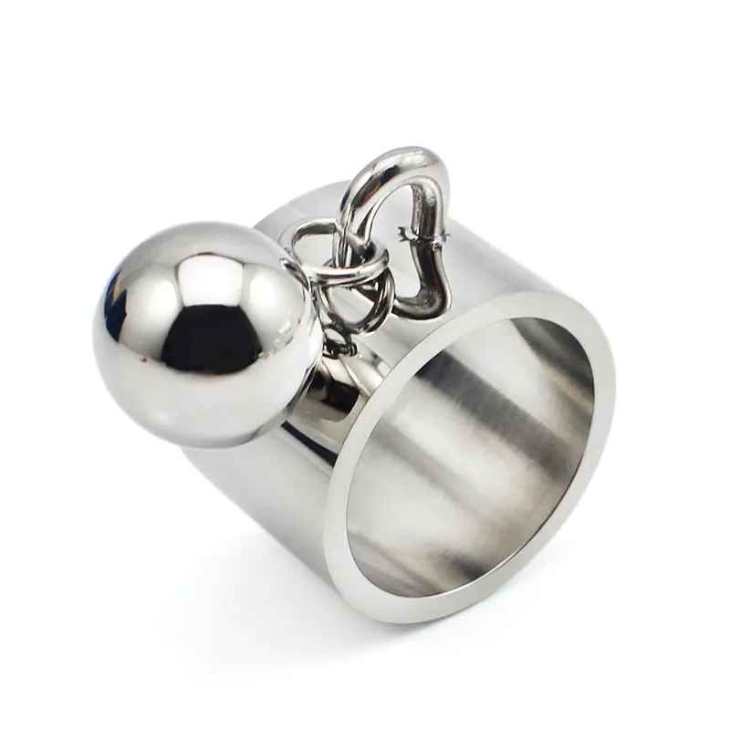 Charm Rings Jewelry with Sphere Round Pendant Personality Unique Punk party Disco Stainless Steel Metal Ball Ring for Women