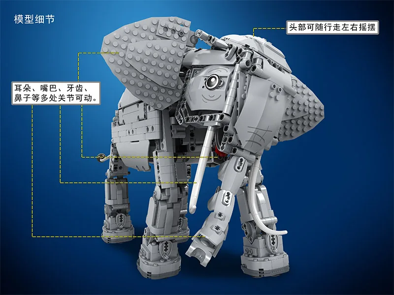 Winner 7107 Technic Creators 1542pcs Creative RC Remote Control Elephant Animal Electric Building Blocks toys for Children