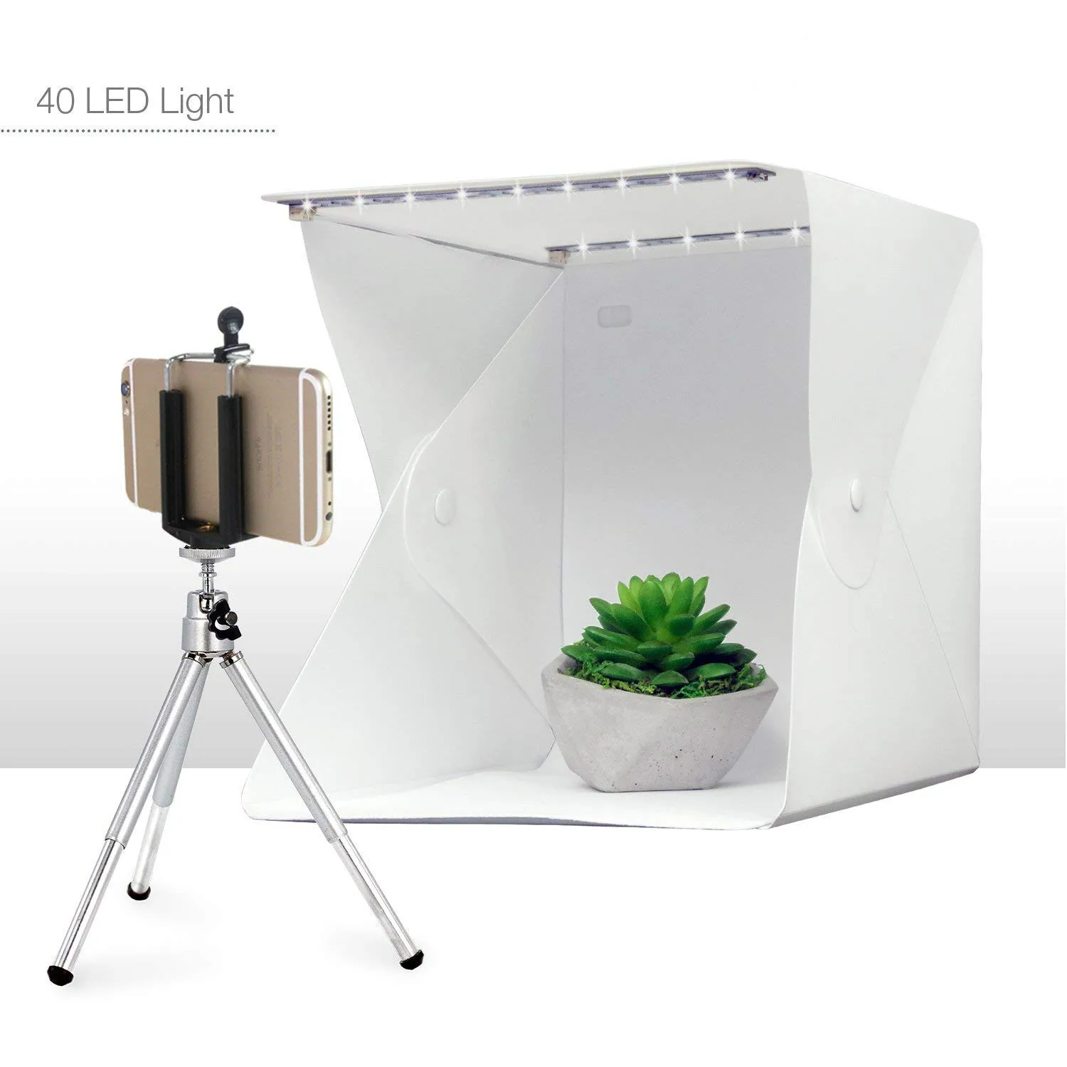 

Portable 40cm Folding Studio Diffuse Soft Box With 2 LED Light Black White Green Red Photography Background Photo Studio box