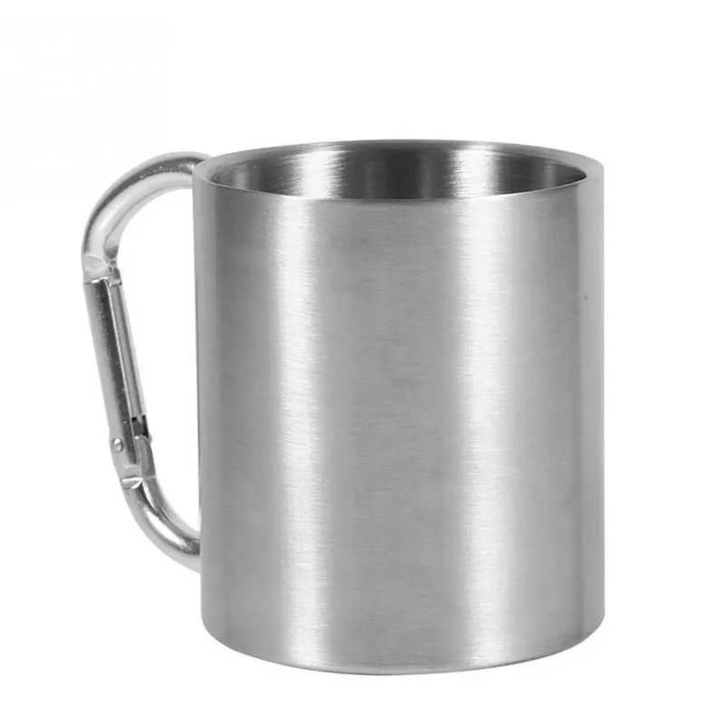 

Outdoor Stainless Steel Cup Camping Traveling Outdoor Cup Aluminum Alloy Double Walled Stainless Steel Mug With Carabiner Hiking