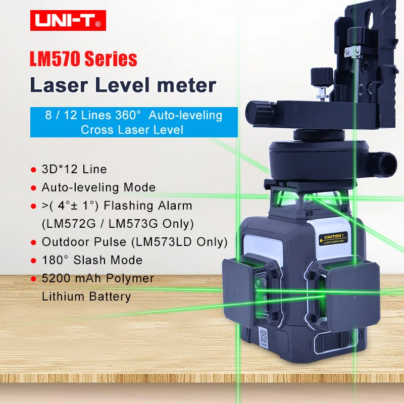 Medidor de Nível Uni-t Série Laser Linhas 12 360 Graus Auto-nivelamento Cruz Lm572g Lm573g Lm573ld Lm570 8