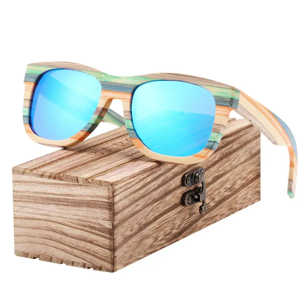 BARCUR новые бамбуковые деревянные солнцезащитные очки для мужчин градиентные поляризованные солнцезащитные очки для женщин - Цвет линз: Blue