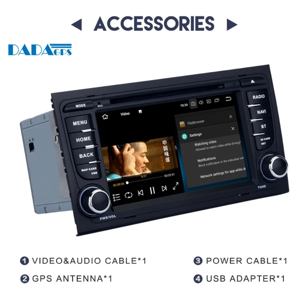 Clearance 7" 2 din Car DVD Player Android 8.0 4+32GB 8 Core for Audi A4 S4 RS4 2002-2008 Radio GPS Map Navigation Stereo Audio Multimedia 6