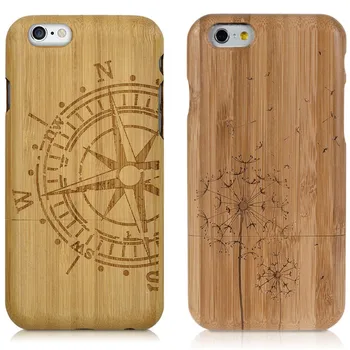 

Fashion 100% Real Bamboo Wood Hard Back Cover Case For Apple iPhone X 7 6 6S 8 5 5S SE PLUS WOLF FLOWER Big Tree