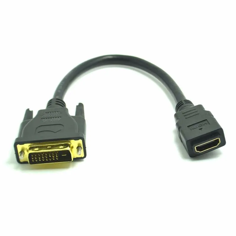 DVI 24+ 1 штекер в HDMI Женский адаптер конвертер кабель 20 см для lcd HD tv xbox ТВ-проектор коробка, почтой Китая с номером отслеживания