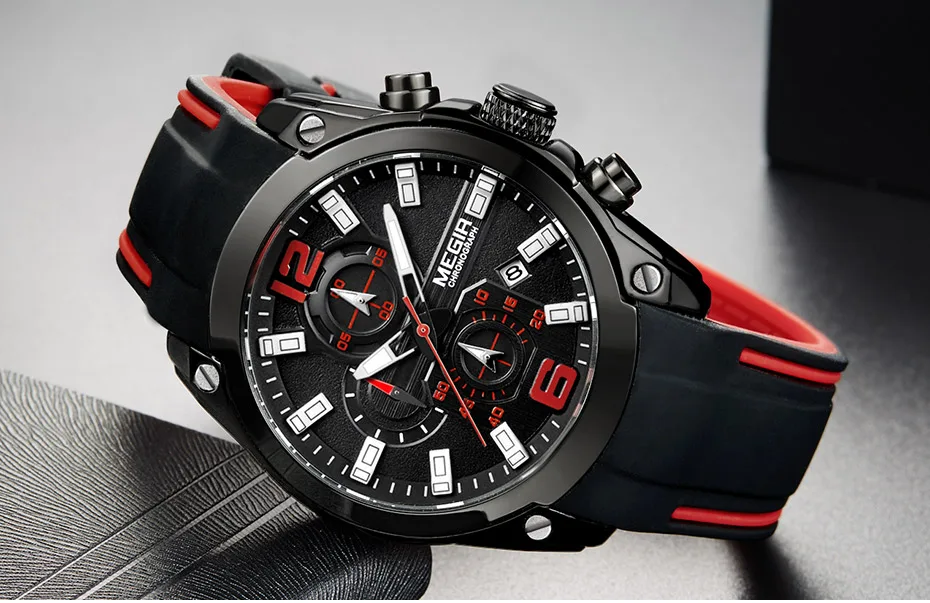 água luminosa azul silicone relogios masculinos MN2063GBE-1