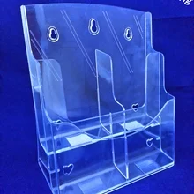 Прозрачный A6 четыре кармана Пластик брошюра литературы Дисплей держатель Подставка для вставки листовки по требованию заказчика на рабочем столе