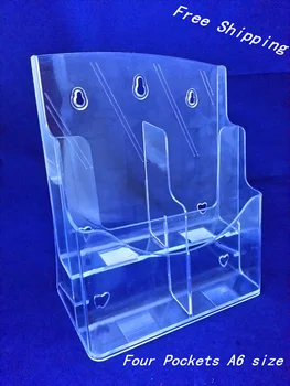

Clear A6 Four Pockets Plastic Brochure Literature Display Holder Racks Stand To Insert Leaflet On Desktop