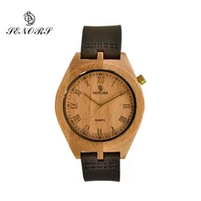 Fashion Quartz Wooden Watch Luxury Men Watches Wood Leather Watches Bamboo Dress Wristwatch for Male Relogio Masculino by SENORS redfire pure bamboo wood watch men s wooden bangle wristwatch triangle wood dial cool mens watches gifts for daddy
