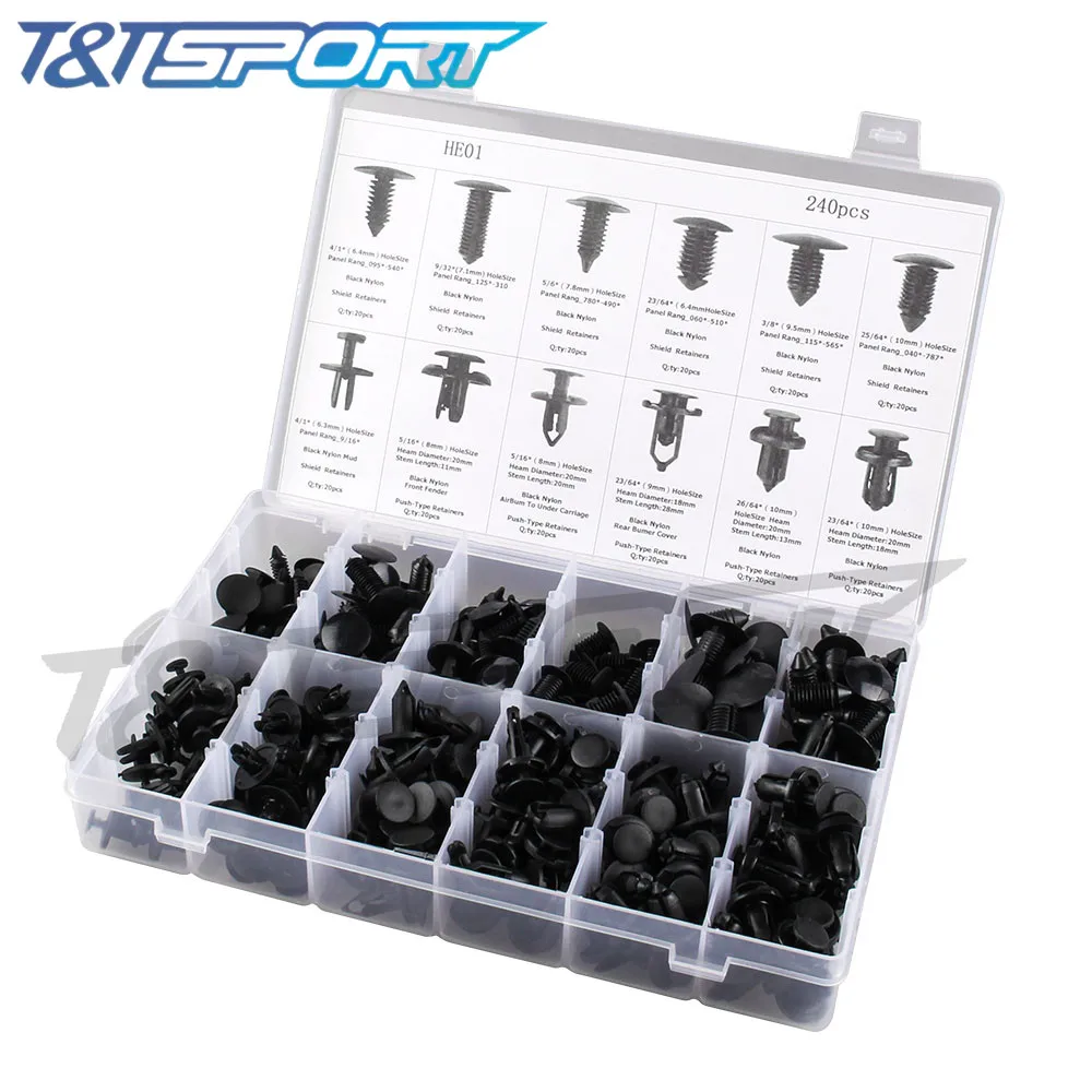 RYANSTAR RACING 240pcs Car Body Interior Rivet Fender Bumper Retainer