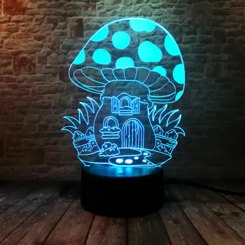 

Mushroom Flash Model 3D Illusion Led Lamp 7 Colorful Changing Desk Nightlight Plant Action & Toy Figures