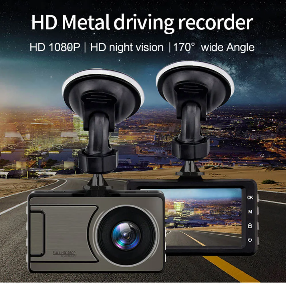 Автомобильный видеорегистратор Full HD 1080P DVR с углом обзора 170 градусов, видеорегистратор для автомобиля с функцией ночного видения