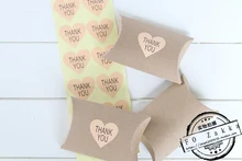 720pcs free shipping THANK YOU Pink printing paper sticker heart shape sticker/gift sticker kraft paper adhesive promotion seali