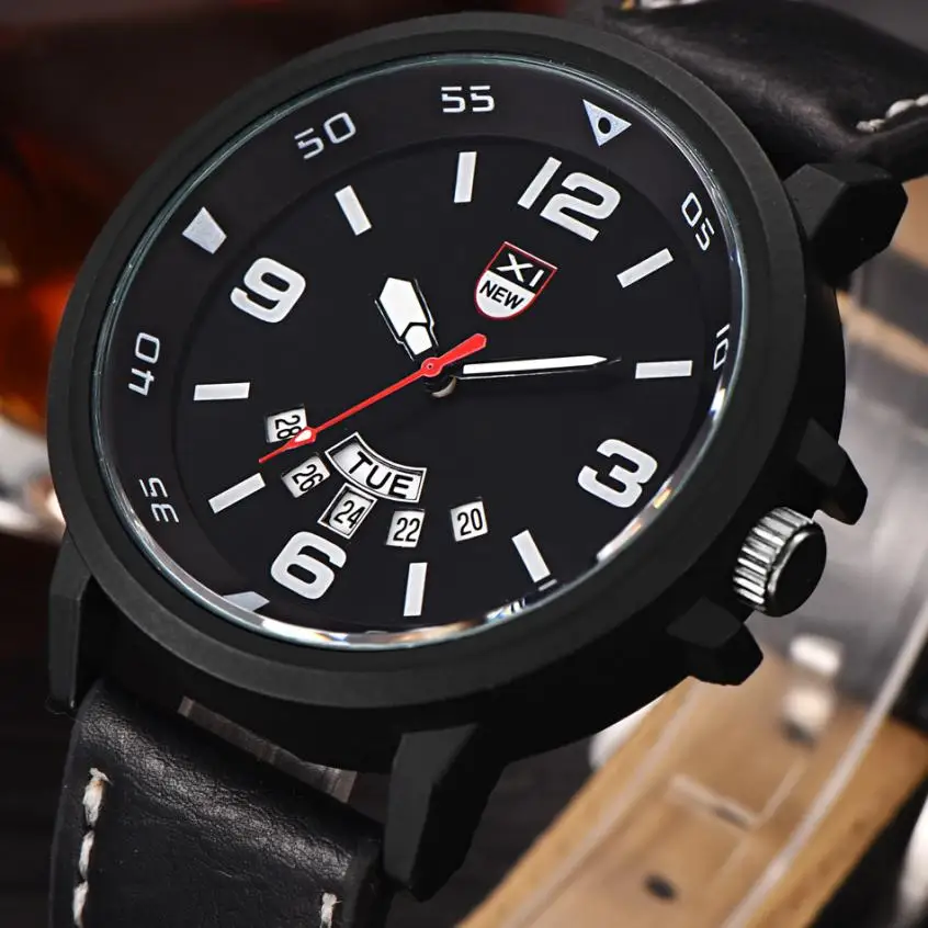 

Men's Fashion Casual Sport Watches Men Waterproof Leather Quartz Watch Man military Clock Relogio Masculino reloj hombre #D