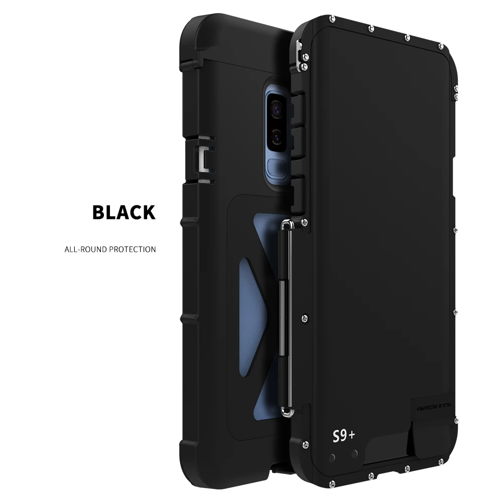 Чехол король Железный человек Алюминиевый металлический защитный чехол-книжка для samsung Galaxy S9 S9 Plus Note 8 Note8 - Цвет: Черный