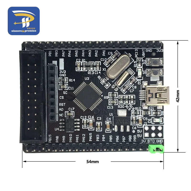 Макетная плата STM32F103C8T6 основная маленькой системы STM32F103C STM32 обучающая с одним